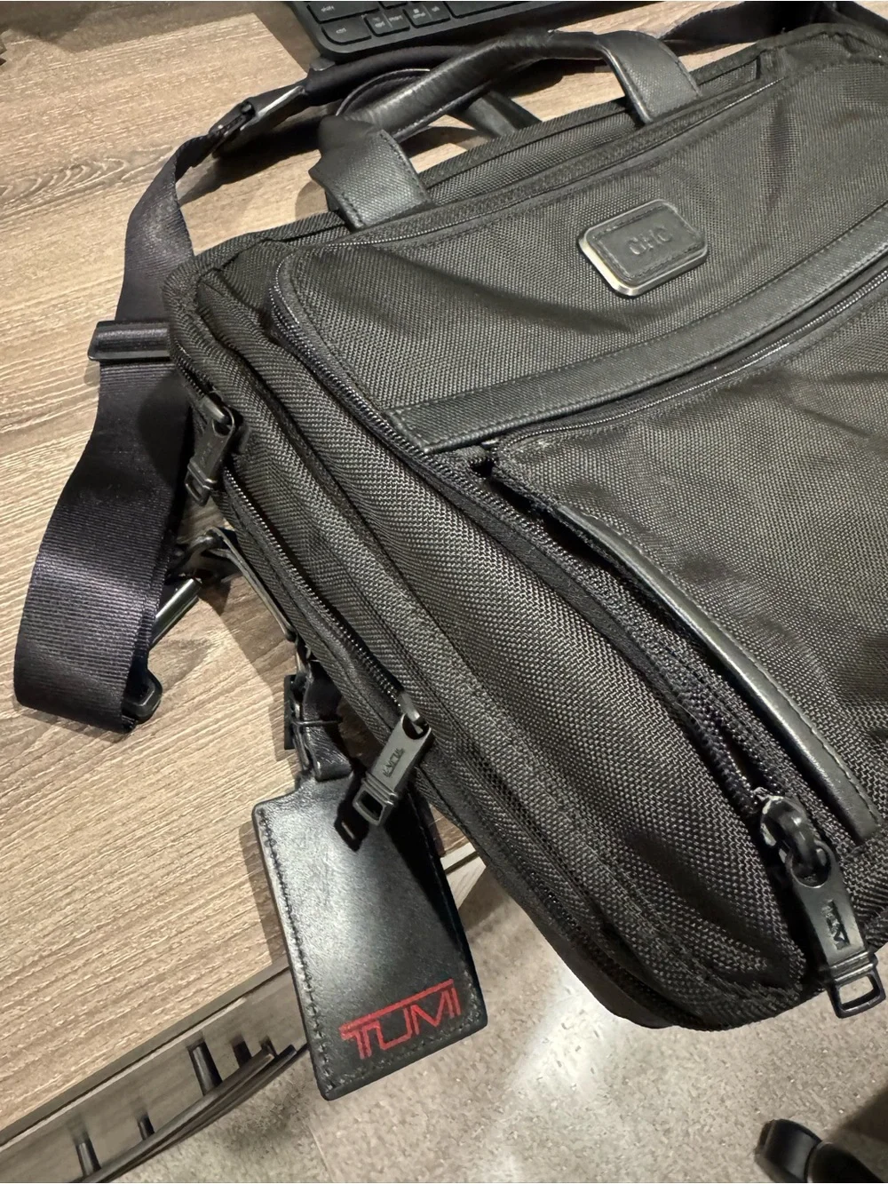 Tumi Black Laptop Briefcase with Removable Shoulder Strap
